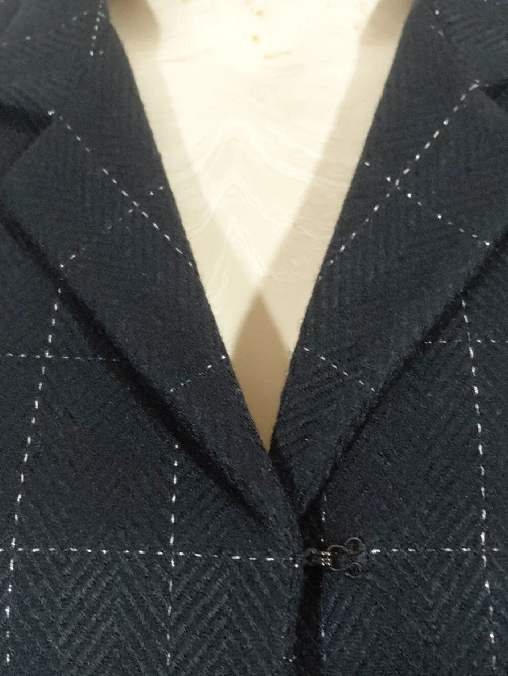 George Simonton Black Metallic Thread Windowpane Knit Blazer Skirt Set Size 14
